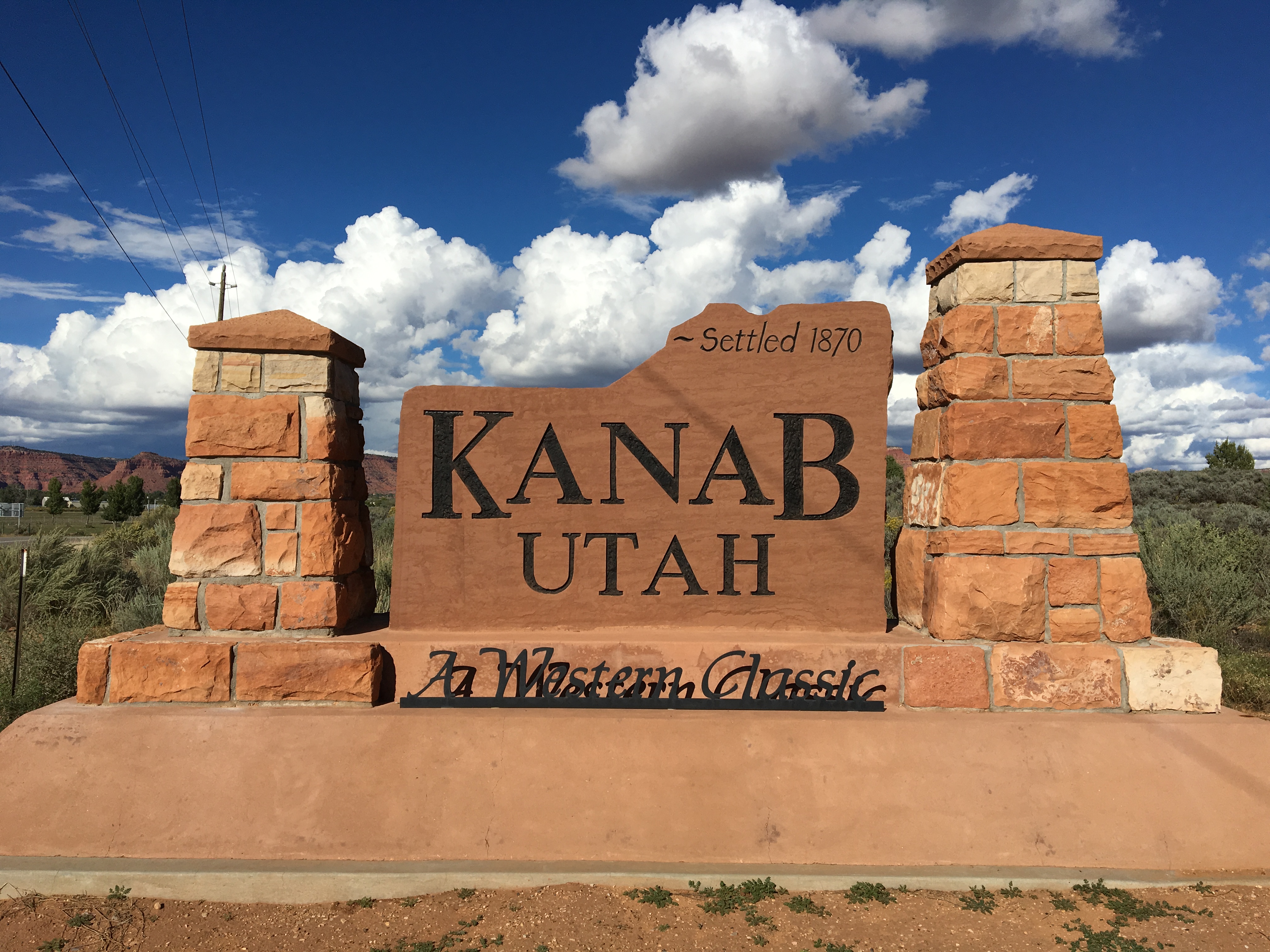 Kanab city sign on 89A south of town